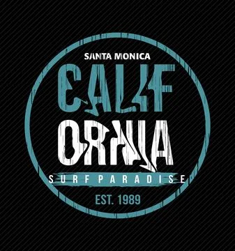 CALIFORNIA Grunge effect Cool design typography, vector design text illustrat Stock Illustration