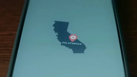 California interstate map with pointer icon, presentation Video stock 310054904