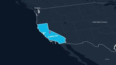 California Map Animation Locator Zoom 4K Motion Graphic Stock Footage 341879730