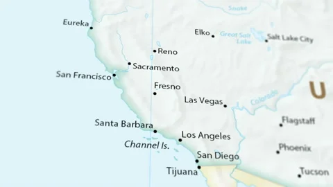California on a Map with Defocus (4K) Stock Footage 101500864