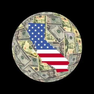 California map dollars globe Illustrazione stock