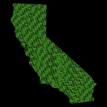 California map with green binary code illustration イラスト素材