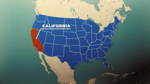 California Map Highlight USA 3D Political Globe Animation Stock Footage 313294499