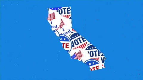California Map with Vote Pattern on Blue Background 스톡 동영상 347176583