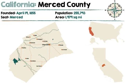 California: Merced county map Stock Illustration