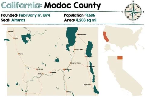 California: Modoc county map Stock Illustration