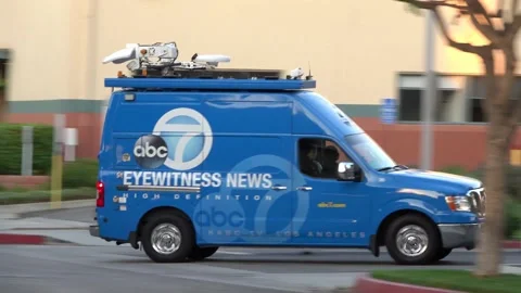 CALIFORNIA NEWS VAN LIVE BROADCAST VEHIC, Stock Video