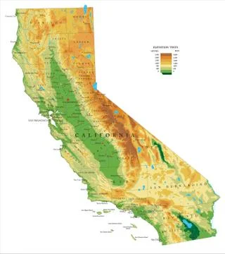 California physical map Stock Illustration