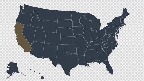 California Pulsing on US Election Map Animation Seamless Loop Alpha Channel 4K Video stock 341309143