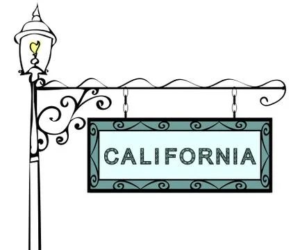 California retro pointer lamppost Stock Illustration