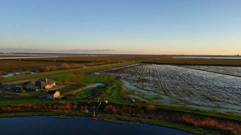 California Rice Fields Flooded For Seeding Stock Footage 249682203
