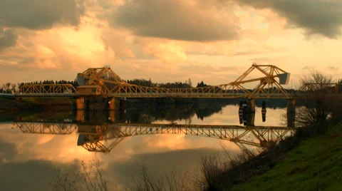 California River Bridge at Sunset Stock Footage 46855892