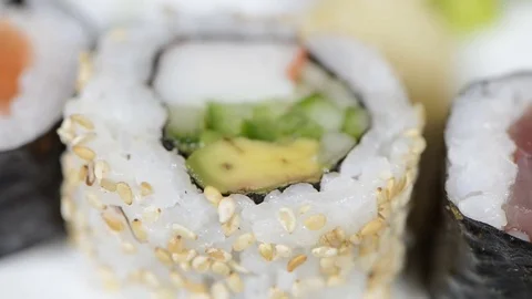 California roll sushi Video stock 73572272
