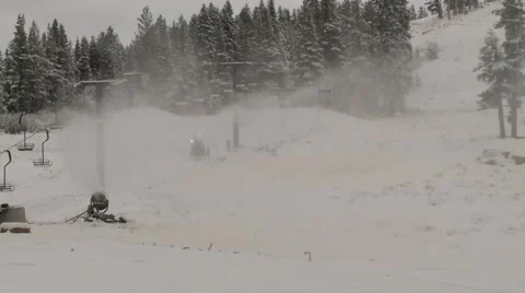 CALIFORNIA SIERRA SNOW MAKING WINTER 2015 RESORTS FIGHT DROUGHT HD Stock Footage 57303053