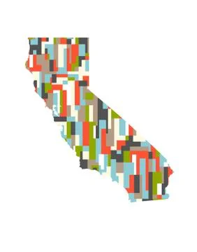 California State Abstract rectangular color pattern Map. Vector Design Illustrazione stock