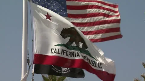 California state flag blowing in wind Stock Footage 11485077