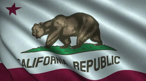 California State Flag Flying in the Wind Looping 3D Animation Stock-Footage 66005503