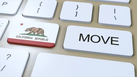 California State Flag with Move Text Button 3D Illustration イラスト素材