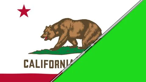 California State Flag Split Screen with Green Screen Background for Video E.. Stock Illustration