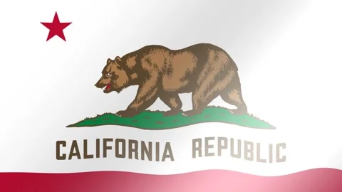 California State Flag Waving Gently in the Wind Close Up. Stock Footage 341735268