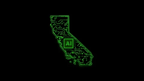 California State Map AI Chipset Technology Opener Stock Footage 337092890