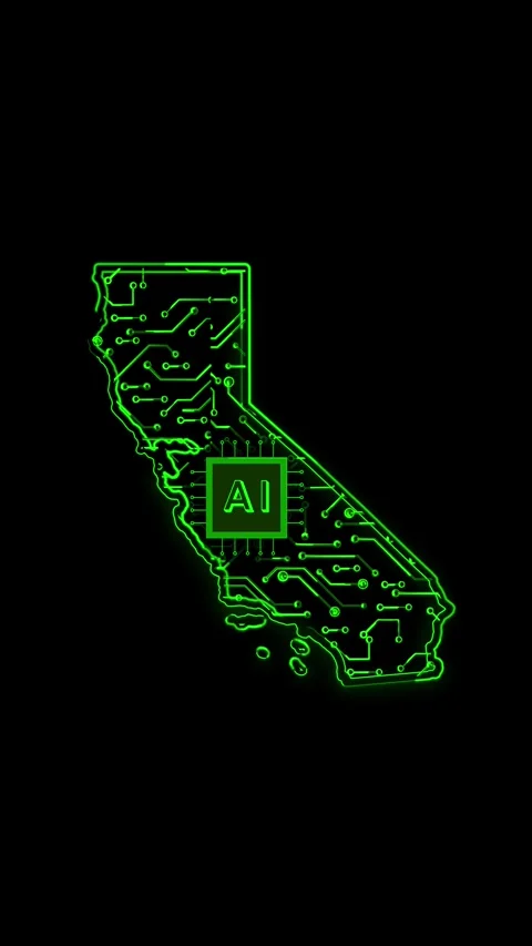 California State Map AI Chipset Technology Opener Video stock 337183996