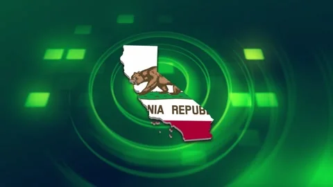 California State Map and Flag Background Stock Footage 344647675