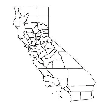 California state map with counties. Vector illustration. Illustrazione stock