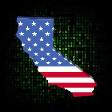 California state map flag on hex code illustration Stock Illustration