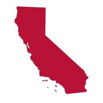 California State Map Silhouette Vector Illustration in Red, United States Geogra イラスト素材