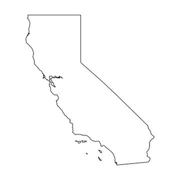 California, state of USA - solid black outline map of country area. Simple flat Stock Illustration
