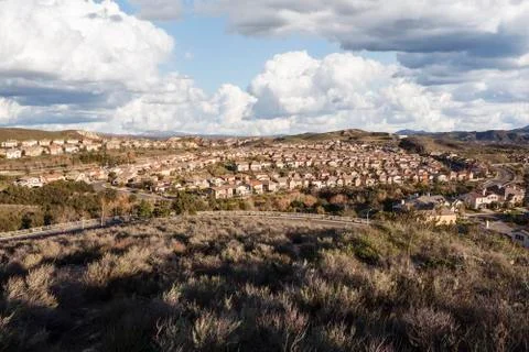 California Suburb with Clouds Stock Photos