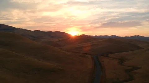 CALIFORNIA SUNSET FIELD INTERSTATE 5 Stock Footage 153539046
