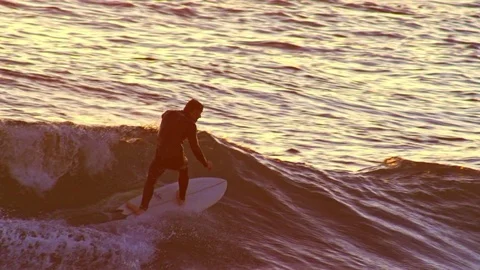 California Surf Session at Sunset Stock Footage 83554458
