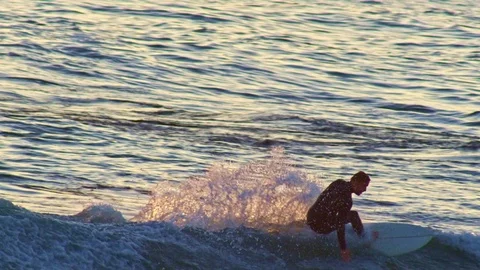 California Surf Session at Sunset Vídeo Stock 83558209