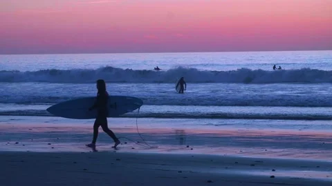 California surfer's vibes during Sunset Stock Footage