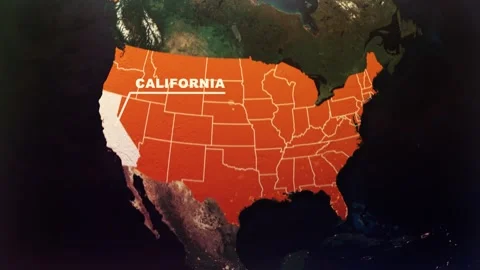 California US State Satellite Map Animation V1 Stock Footage 303581277