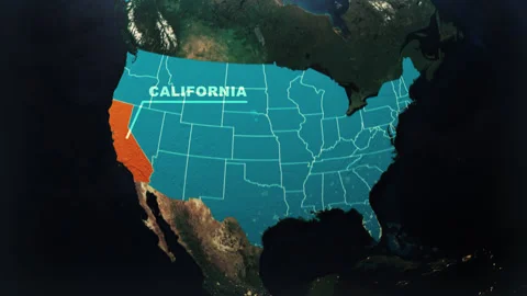 California US State Satellite Map Animation V2 Stock Footage 307777136