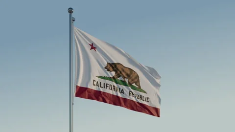 California USA Flag: Cinematic Loopable Motion with Blue Sky in 4K ProRes 422 HQ 스톡 동영상 267463190