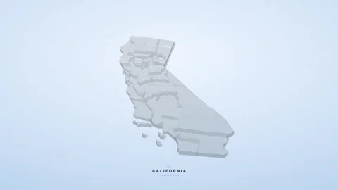 California USA state map 3D animation seamless loop 스톡 동영상 341068179