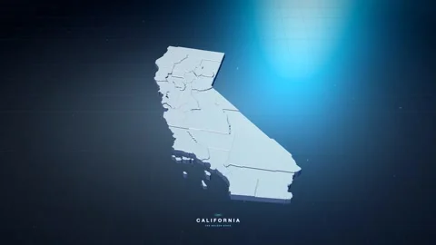 California USA state map with glowing tech digital network style Stock Footage 340613876