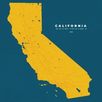 California Vector Map Poster and Flyer Stock Illustration