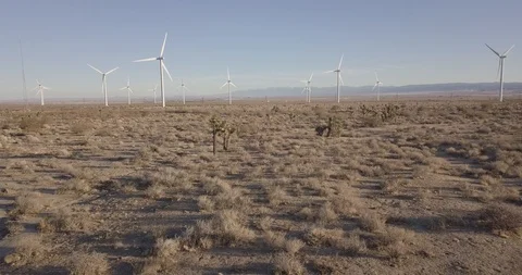 California Wind Farm Low Angle Pull Stock Footage 99715052
