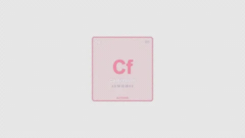 Californium Cf Periodic Table Element Tile Labeled Animation Video Overlay Alpha Видео 339364386