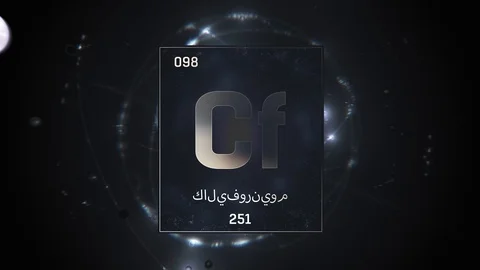 Californium as Element 98 of the Periodic Table 3D illustration on silver 스톡 동영상 128777950