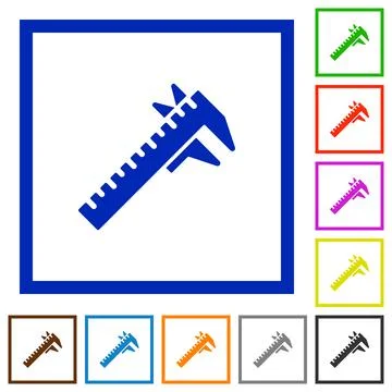 Caliper flat framed icons Stock Illustration