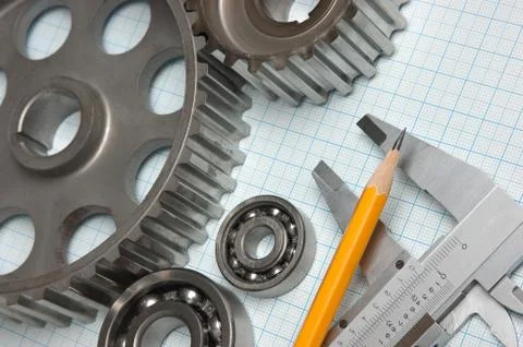 Caliper with gears and bearings Stock Photos