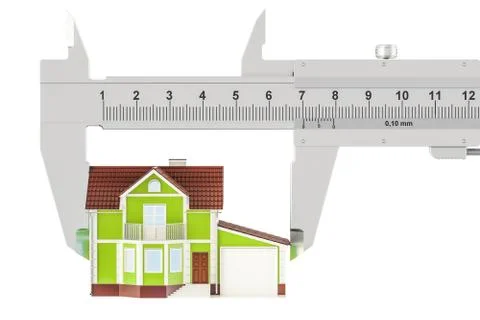 Caliper with House, 3D rendering Ilustración de archivo