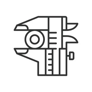 Caliper, icon in line design. Caliper, vernier caliper, measuring tool Illustrazione stock