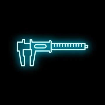 Caliper measurement tool blue neon glowing icon Stock Illustration